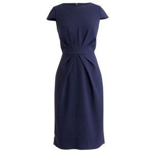 J. CREW Luz Tie Front Crepe Dress Navy Blue {I17}